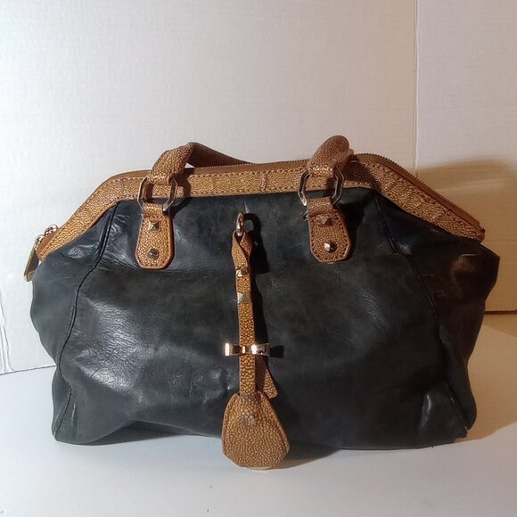 RARE Henri Bendel New York Vintage Leather Hand Bag w/ Compact - Picture 2 of 16